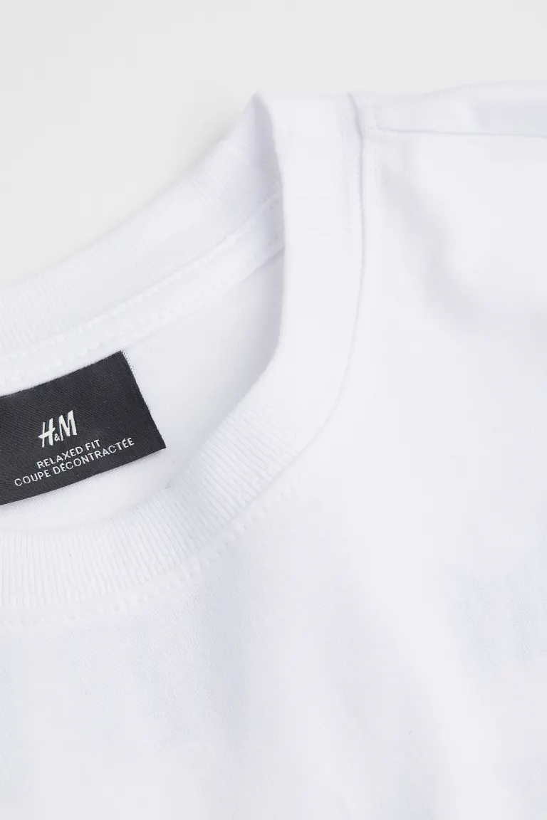 Футболка бавовняна трикотажна для чоловіка H&amp;M 1034065-007 40 / L білий  82273