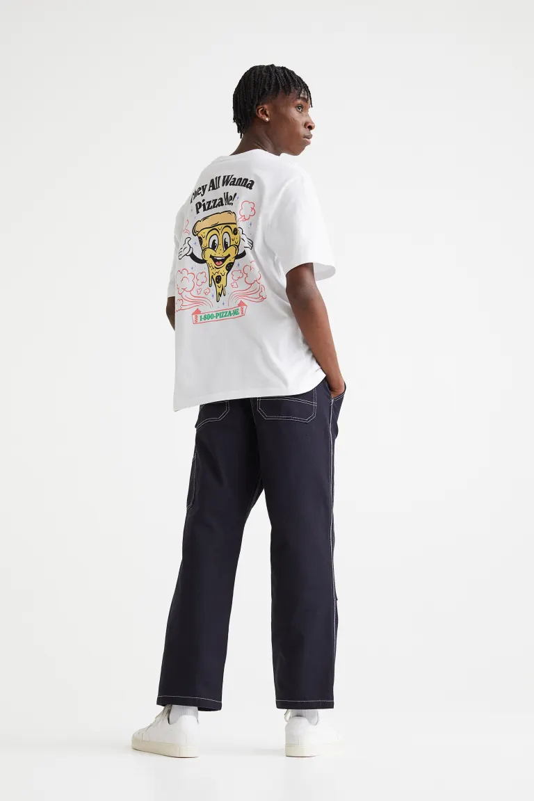 Футболка бавовняна трикотажна для чоловіка H&amp;M 1034065-007 40 / L білий  82273