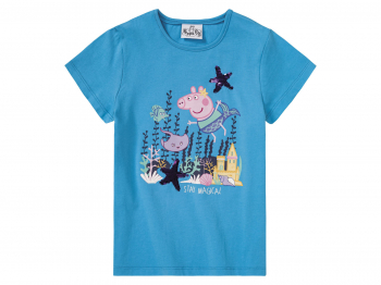 Футболка 110-116 см (4-6 years)   бавовняна з блискітками для дівчинки Peppa Pig 412754 блакитний 90162