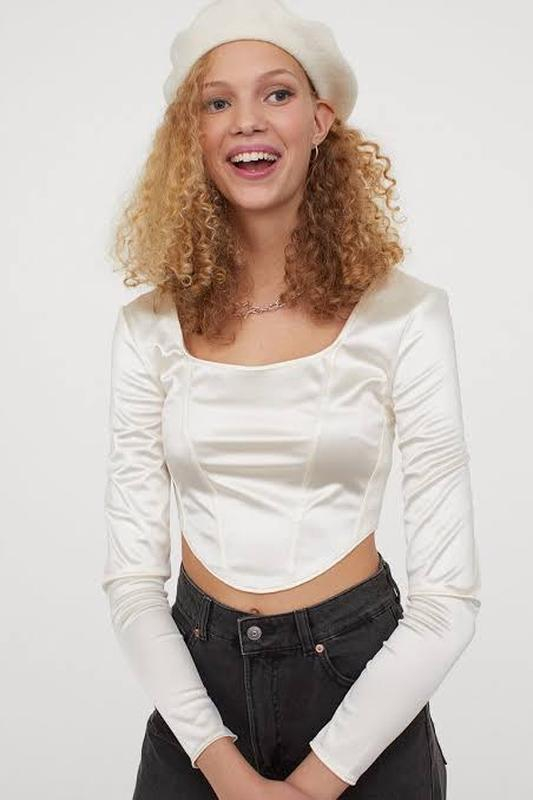 Топ з блискучого трикотажу для жінки H&amp;M 0949232-003 40 / L молочний  82800