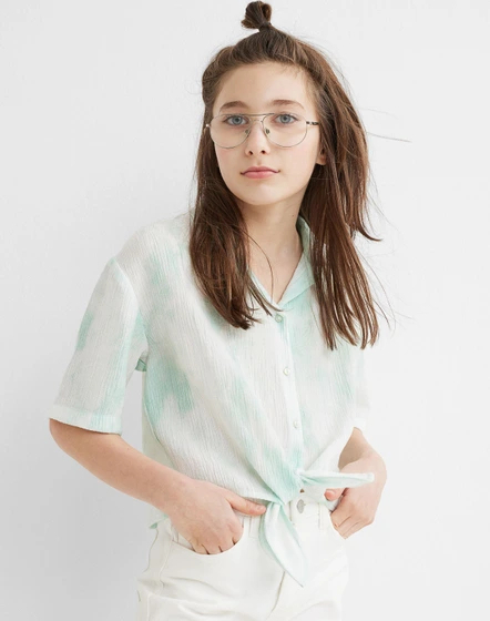 Блузка на зав'язках для дівчинки H&amp;M 1025115-003 140 см (9-10 years) зелений  83343