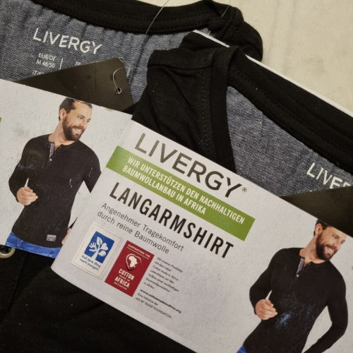 Футболка-лонгслів з планкою на гудзиках для чоловіка Livergy 366753 40 / L чорний  85083