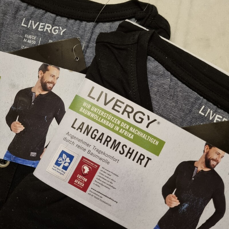 Футболка-лонгслів з планкою на гудзиках для чоловіка Livergy 366753 40 / L чорний  85083