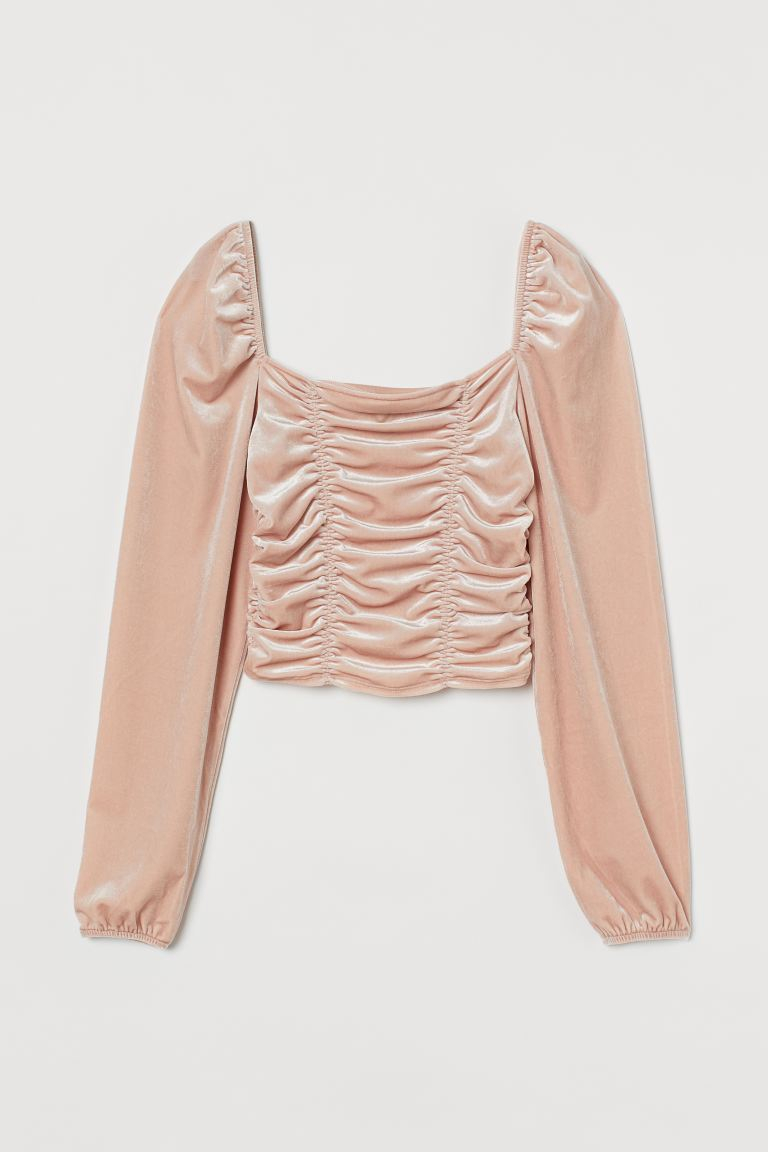 Топ велюровий для жінки H&amp;M 0922354-003 36 / S рожевий  82792