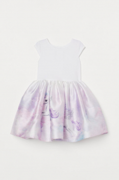 Плаття    із атласною спідницею для дівчинки H&amp;M 0761821-003 110-116 см (4-6 years) білий 80251