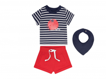 Костюм (футболка і шорти та слинявчик) для хлопчика Lupilu 362201-2 074-80 см (6-12 months) Різнобарвний  82751