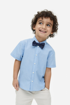 Рубашка 104 см (3-4 years)   з коротким рукавом для хлопчика H&amp;M 1133812-001 блакитний 81051
