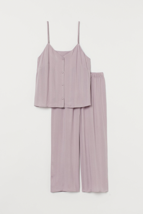 Піжамні штани з віскозної пряжі для жінки H&amp;M 0757052-002 38 / M фіолетовий  80328