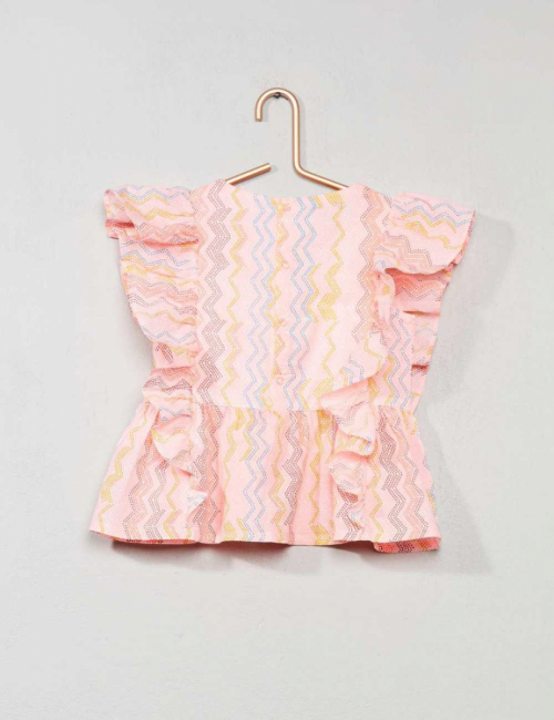 Блузка 068-74 см (3-9 months)   бавовняна з принтом для дівчинки Kiabi WB229 рожевий 67813