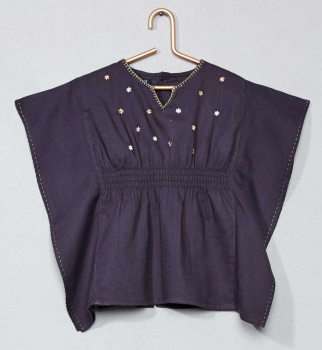 Плаття 050-56 см (0-2 months)   бавовняне з вишивкою для дівчинки Kiabi WA296 графітовий 67814