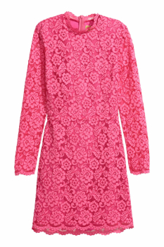 Платье кружевное на подкладке для женщины H&amp;M 0563814-001 34,XS Розовый  78077