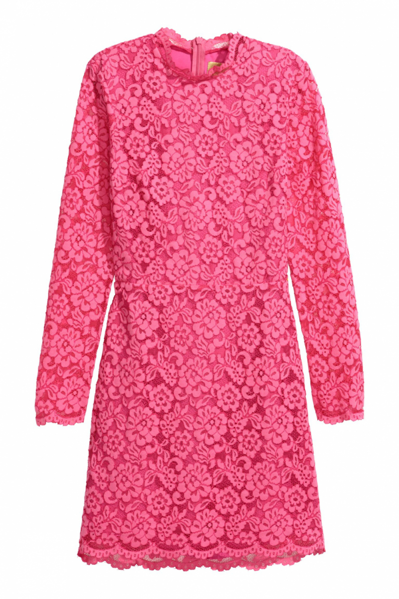 Платье кружевное на подкладке для женщины H&amp;M 0563814-001 34,XS Розовый  78077