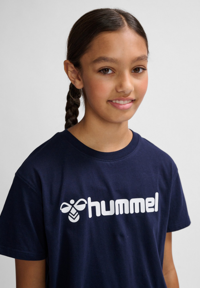 Футболка (звич.) з логотипом для хлопчика Hummel 205583 146 см (10-11 years) темно-синій  90176