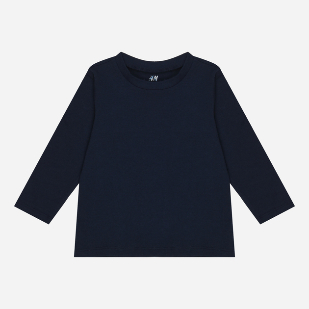 Футболка-лонгслів 134-140 см (8-10 years)   бавовняна трикотажна для хлопчика H&amp;M 0503569-001 темно-синій 85554