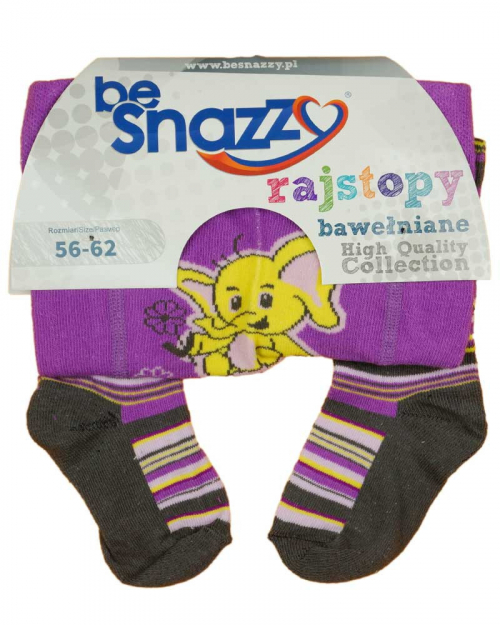 Колготки бавовняні з принтом для дівчинки Be Snazzy RA-04 056-62 см (1-3 months) фіолетовий  78743