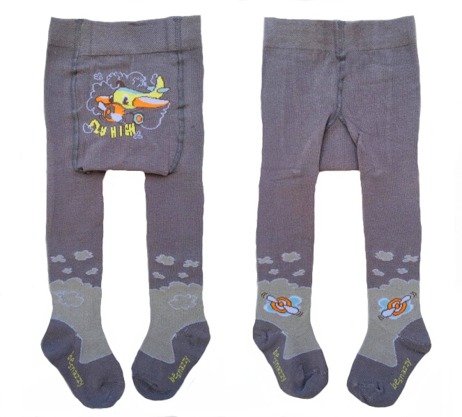 Колготки бавовняні з принтом для хлопчика Be Snazzy RA-04-х-2 068-74 см (3-9 months) сірий  83504