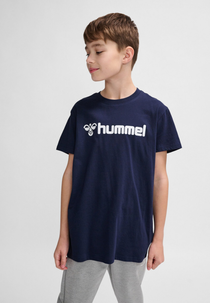Футболка (звич.) з логотипом для хлопчика Hummel 205583 146 см (10-11 years) темно-синій  90176
