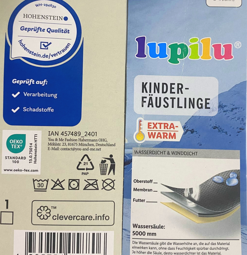 Рукавиці 2   водонепроникні на мікрофлісі для хлопчика Lupilu 393114-х блакитний 76907