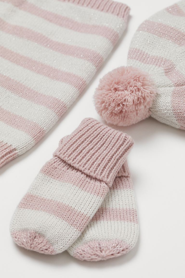 Шапка + шарф + рукавиці  для дівчинки H&amp;M 0778303001 обхват 46-48 (74-80 см) рожевий 62931