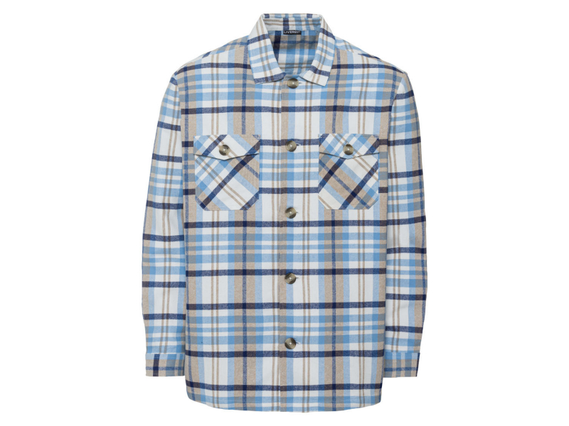 Рубашка піджак тепла для чоловіка Livergy 394139 36 / S блакитний  79641