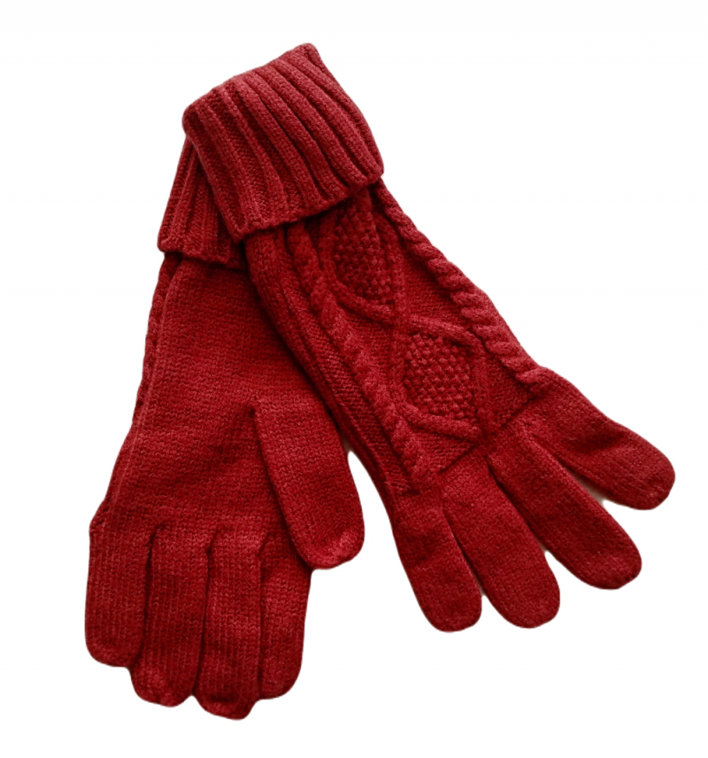 Перчатки    в'язані з візерунком для жінки C&amp;A 2078120 розмір перчаток 7-12 (OneSize) кораловий (рожево-помаранчевий) 72726