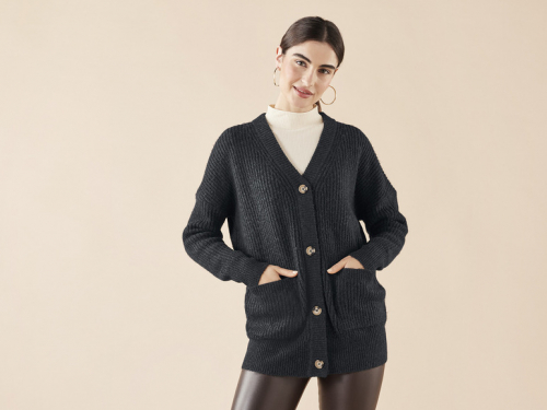 Кардиган вільного крою для жінки Esmara 419178 34 / XS графітовий 83840 Кардиган вільного крою для жінки Esmara 419178 34 / XS графітовий 83840
