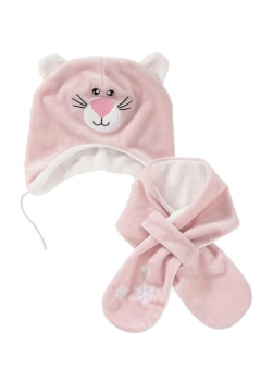 Комплект шапка + шарф для дівчинки Lupilu 305620 обхват 46-48 (74-80 см) рожевий  76946