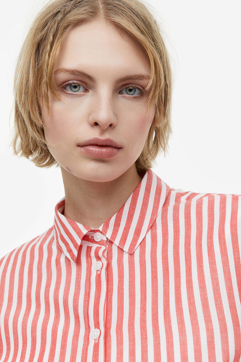 Рубашка прямого крою для жінки H&amp;M 1134781-003 34 / XS червоний  80901