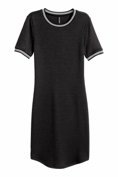 Плаття трикотажне рубчик для жінки H&amp;M 0519929-001 38 / M (EU) чорний  78069