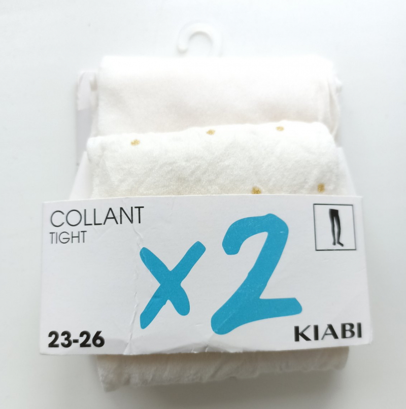 Колготки 2 штуки  для дівчинки Kiabi WA140 098-104 см (2-4 years) білий 67957