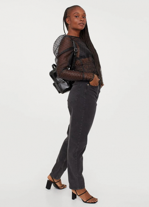Блузка з рукавами-ліхтариками для жінки H&amp;M 0888455-003 44 / XL (EU) чорний  78363