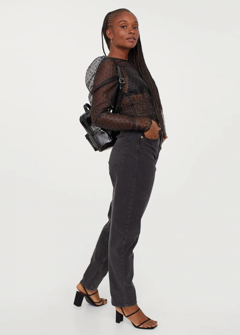 Блузка з рукавами-ліхтариками для жінки H&amp;M 0888455-003 44 / XL (EU) чорний  78363