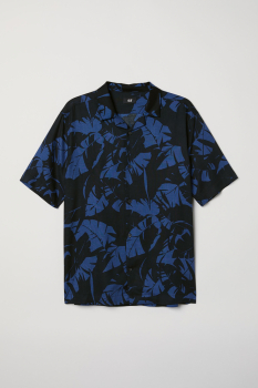 Рубашка M   віскозна для чоловіка H&amp;M 0656677-002 темно-синій 80735