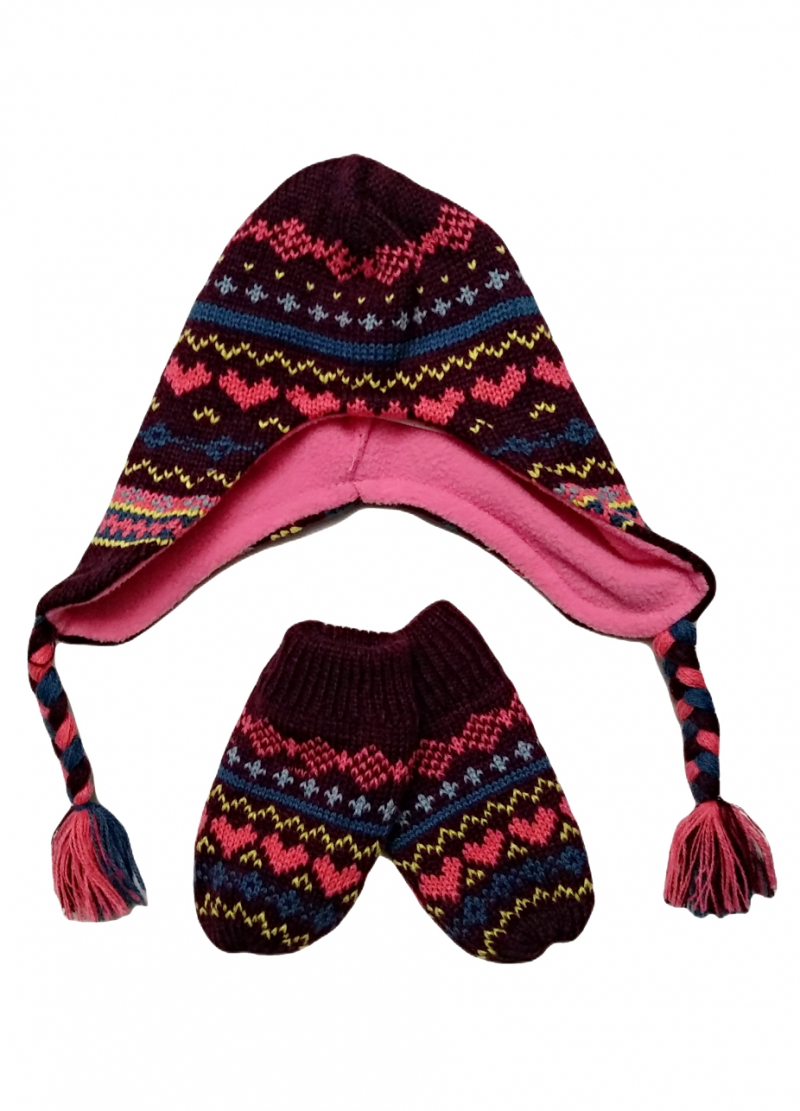 Комплект шапка + обхват 42-44 (62-68 см)   рукавиці мотузка та зав'язки орнамент для дівчинки Cool Club JA021809 Різнобарвний 72312