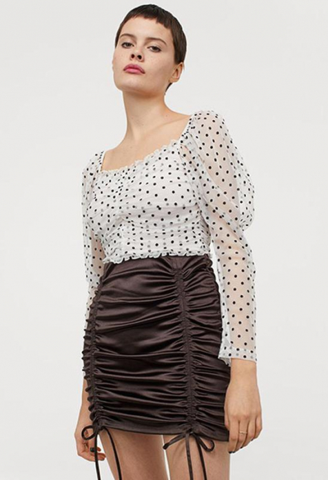 Спідниця M   з драпіруванням для жінки H&amp;M 0885985-001 коричневий 82365
