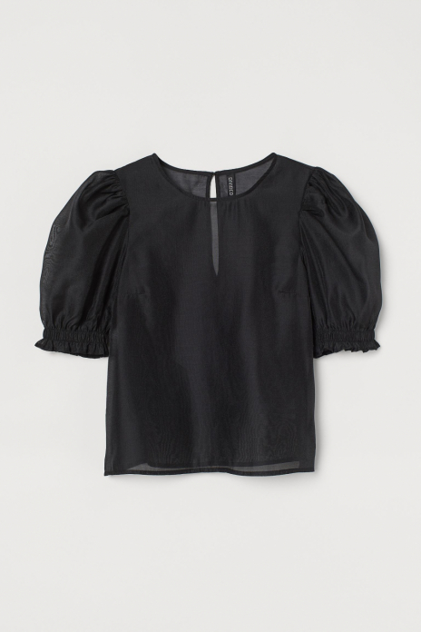 Блузка з рукавами-ліхтариками для жінки H&M 0928189-003 36 / S (EU) чорний 82722 Блузка з рукавами-ліхтариками для жінки H&M 0928189-003 36 / S (EU) чорний 82722