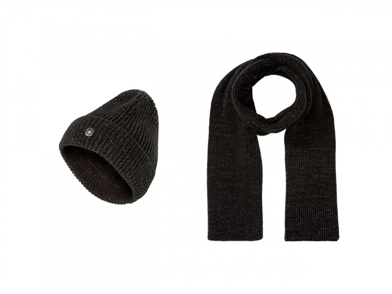 Комплект шапка + шарф для жінки Esmara 387705 обхват 56-58 (M-L) чорний  79241