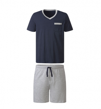 Піжама (футболка і шорти) для чоловіка Livergy 409166 36 / S темно-синій  78944