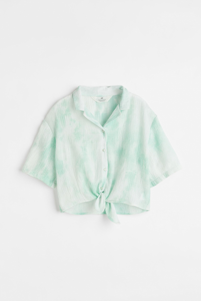 Блузка на зав'язках для дівчинки H&amp;M 1025115-003 140 см (9-10 years) зелений  83343