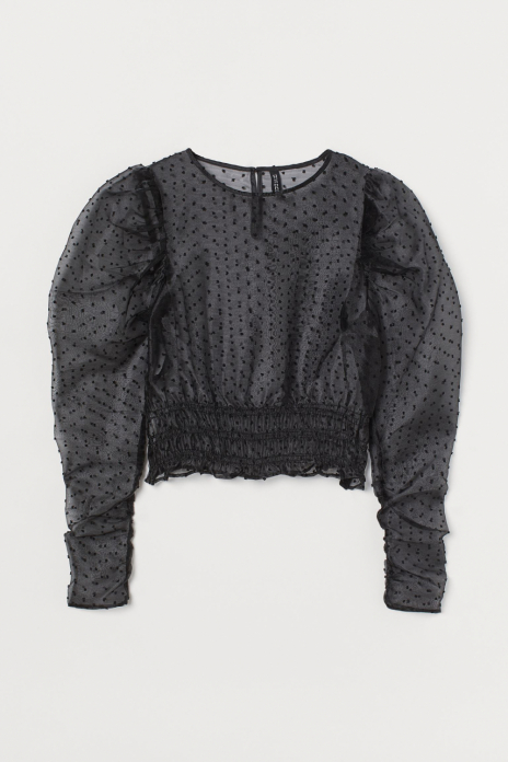 Блузка з рукавами-ліхтариками для жінки H&amp;M 0888455-003 44 / XL (EU) чорний  78363