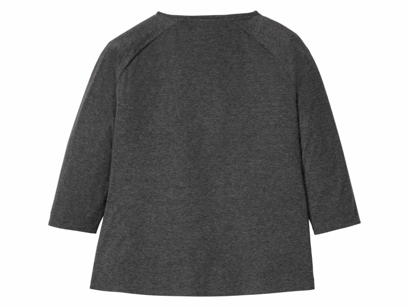 Піжамна футболка з довгими рукавами бавовняна з вишивкою для жінки Esmara 318912 46 / 3XL графітовий 72225