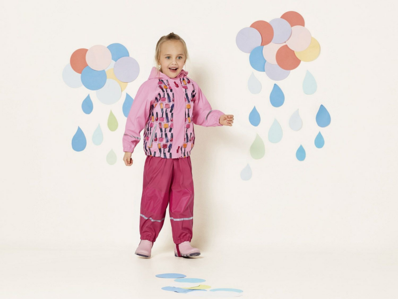 Куртка-дощовик 086-92 см (12-24 months)   на флісовій підкладці для дівчинки Lupilu 301781 рожевий 64165