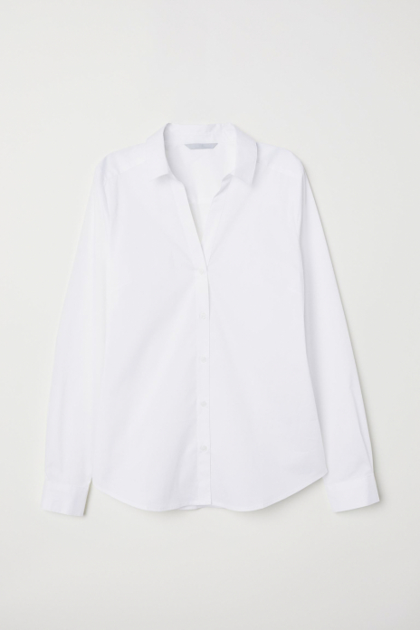 Рубашка з V подібним вирізом для жінки H&amp;M 0507909-001 54 / 2XL (EU) білий  80877