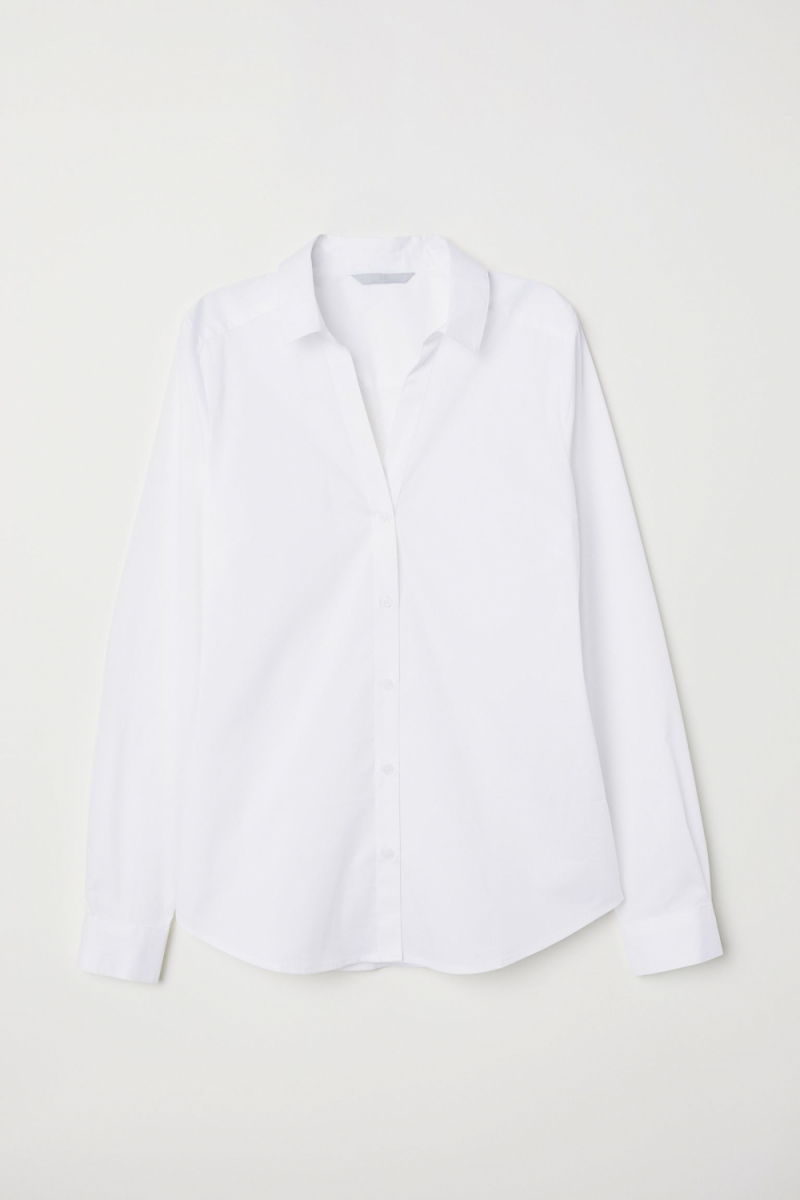 Рубашка з V подібним вирізом для жінки H&amp;M 0507909-001 54 / 2XL (EU) білий  80877