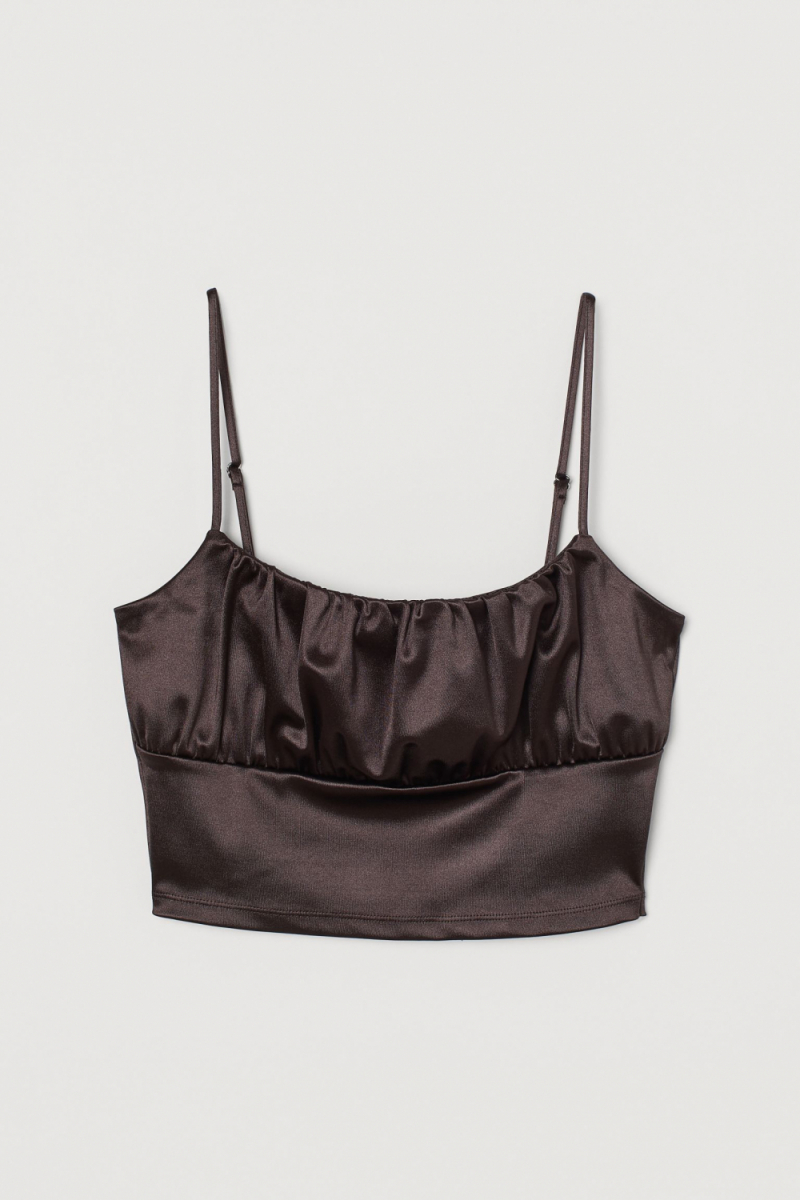 Топ S   з драпіруванням для жінки H&amp;M 0926673-001 коричневий 82798