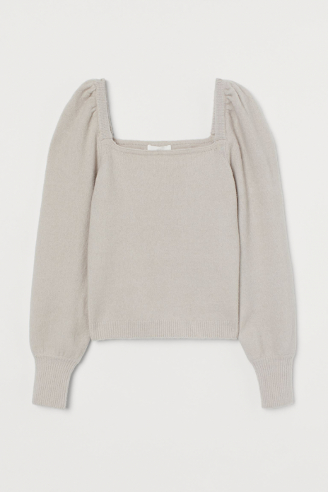 Джемпер M   з квадратним вирізом для жінки H&amp;M 0915529-005 сірий 83702
