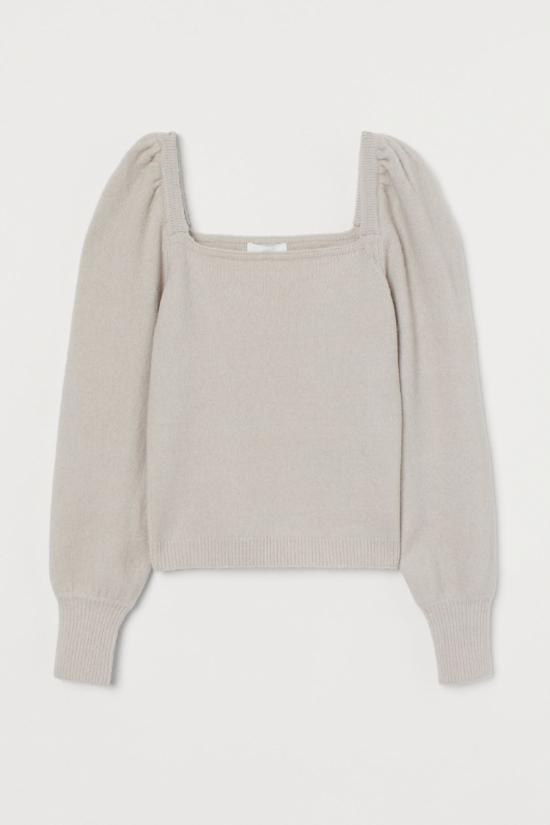Джемпер M   з квадратним вирізом для жінки H&amp;M 0915529-005 сірий 83702
