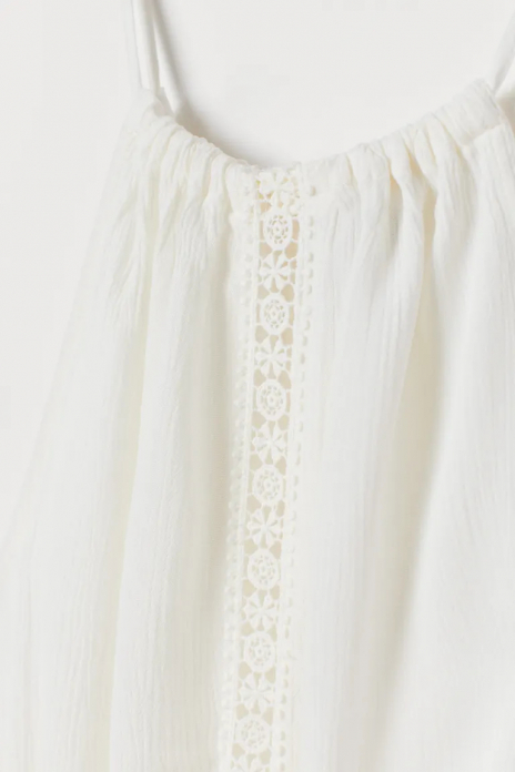 Топ 46,L   із жатої тканини для жінки H&amp;M 0723173-001 молочний 82815