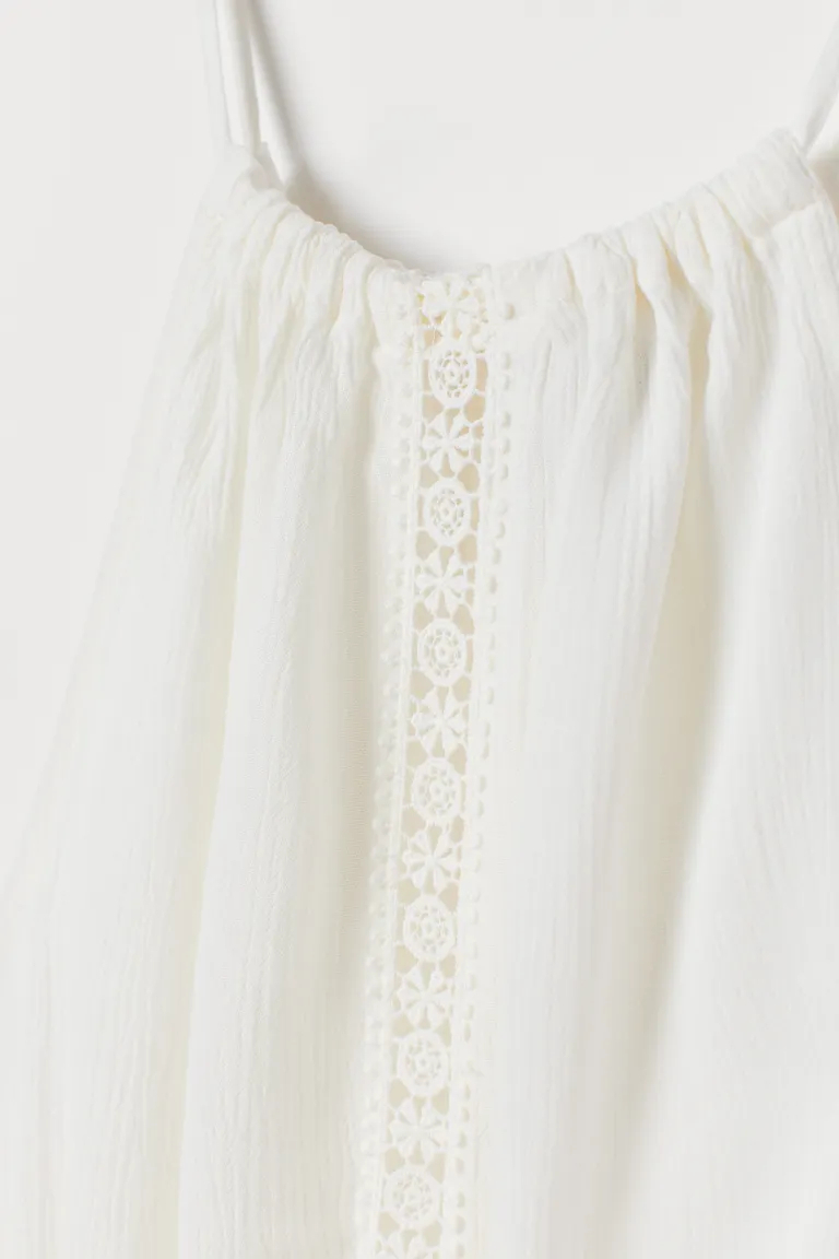Топ 46,L   із жатої тканини для жінки H&amp;M 0723173-001 молочний 82815
