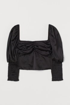 Блузка з рукавами-буфами для жінки H&amp;M 0888473-002 38 / M (EU) чорний  78364